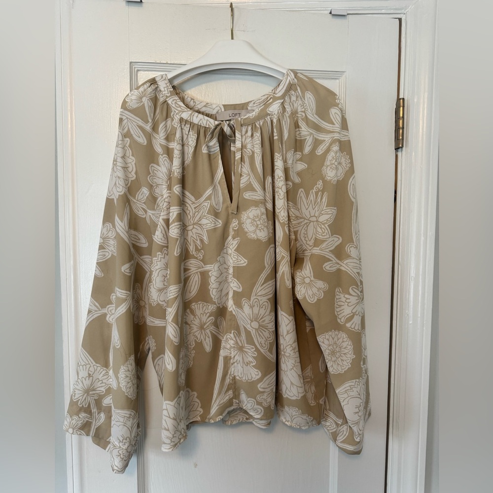LOFT Beige Floral Blouse